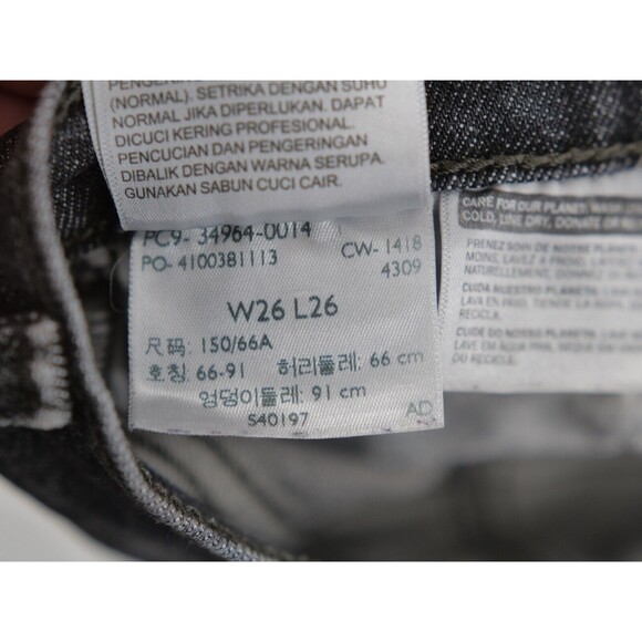 Levi's black wedgie straight button fly‎ denim jeans size 26x26 Raw Hem Women - Picture 11 of 11